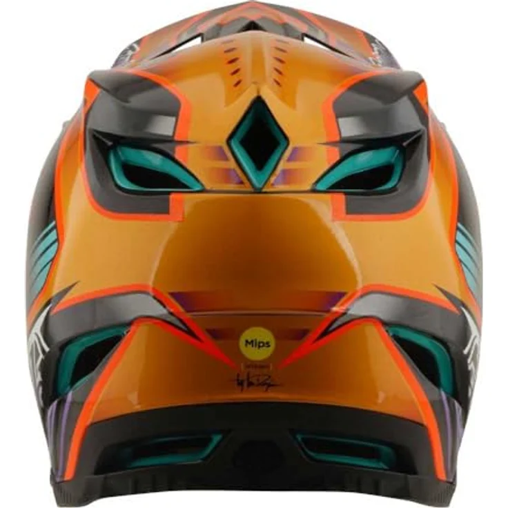 Troy Lee Designs D4 Carbon Downhillhelm, MIPS® C2 Schutzsystem, UD-Carbonfaser-Schale, anatomische 3D-Wangenpolster, orange, Größe M – Bild 8
