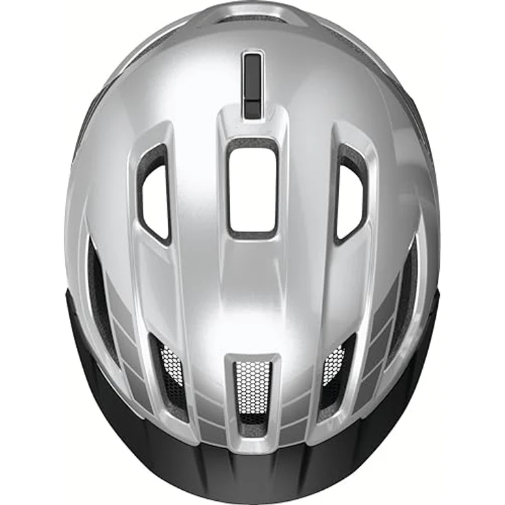 ABUS Stadthelm Urban-I 4.0 LR, Fahrradhelm mit Zopf-Öffnung, Schirm und magnetischem Verschluss, light ready für Rücklicht-Nachrüstung, Größe M, silber – Bild 5