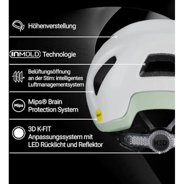 KED REACH DT1, Fahrradhelm mit MIPS Brain Protection und K-FIT 3D Anpassungssystem, grau – Bild 3