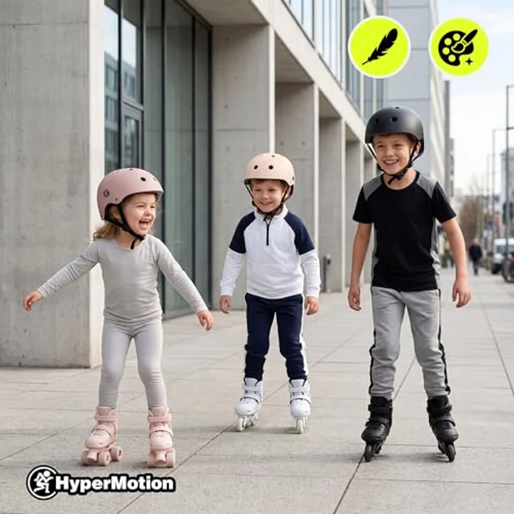 HyperMotion HyperMotion Kinderhelm, verstellbar 46-56 cm, matt schwarz, Leichtgewicht 280g, für Fahrrad, Roller, Skateboard – Bild 5