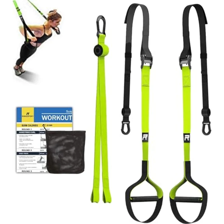 RHINOSPORT Schlingentrainer Sling Trainer Set mit Türanker Einstellbar Fitness Zuhause Suspension - geeignet für unterwegs und für das Training im Innen- und Außenbereich – Bild 1
