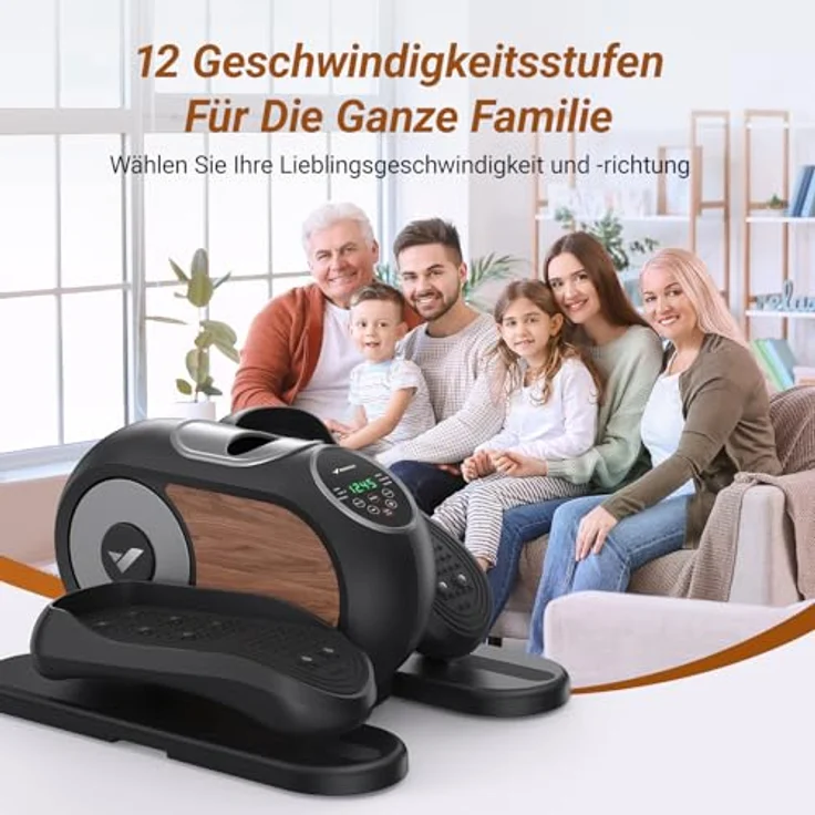 MERACH Mini Elektrischer Crosstrainer, Untertisch Ellipsentrainer mit Fernbedienung, 12 Geschwindigkeiten, LCD-Display, rutschfestem Pad, leise & tragbar für Senioren und Erwachsene – Bild 4