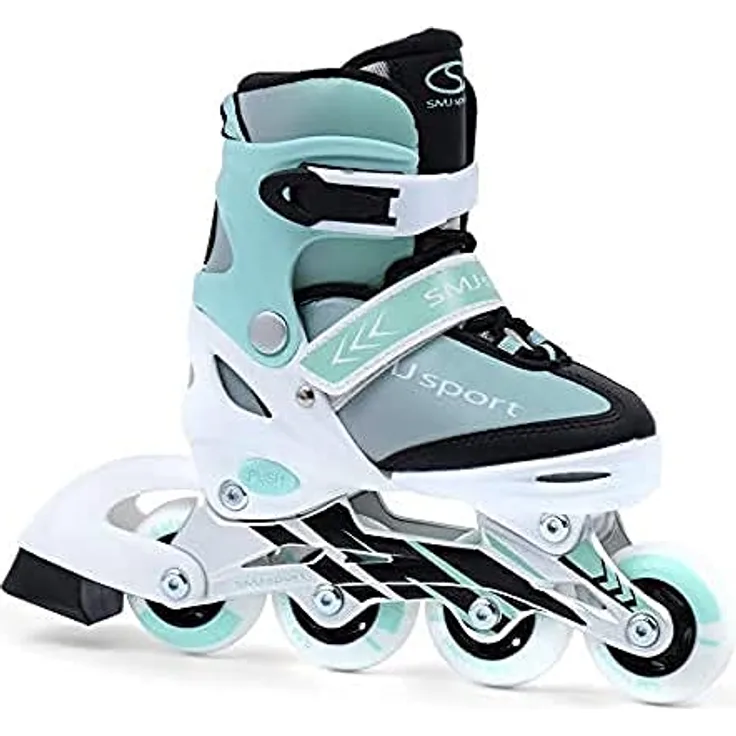 SMJ Kinder Mädchen Inliner Inlineskates Größenverstellbar | 82A Rollen | ABEC7 Carbon Kugellager | Einstellbare Fitness Skates für Kinder | Türkis (S