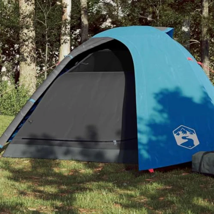 vidaXL Kuppelzelt für 4 Personen, Wasserdichtes Campingzelt mit Abnehmbarem Überzelt und Insektenschutz, Blau – Bild 2