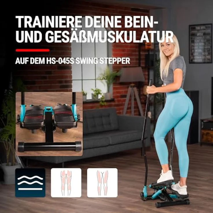 Hop-Sport Stepper HS-045S Slim, Swing Stepper mit LCD-Bildschirm, Stepper für Zuhause mit seitlichen Haltegriffen - platzsparend und stabil – Bild 4