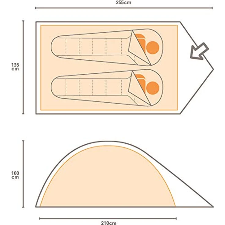 Regatta ZeeFest 2 Mann Festival Zelt, wasserdichtes Hydrofort Außenzelt mit 2000 mm Wassersäule, PE-Bodenplane mit 10.000 mm Wassersäule, Fiberglasstangen, praktische Innentaschen – Bild 2