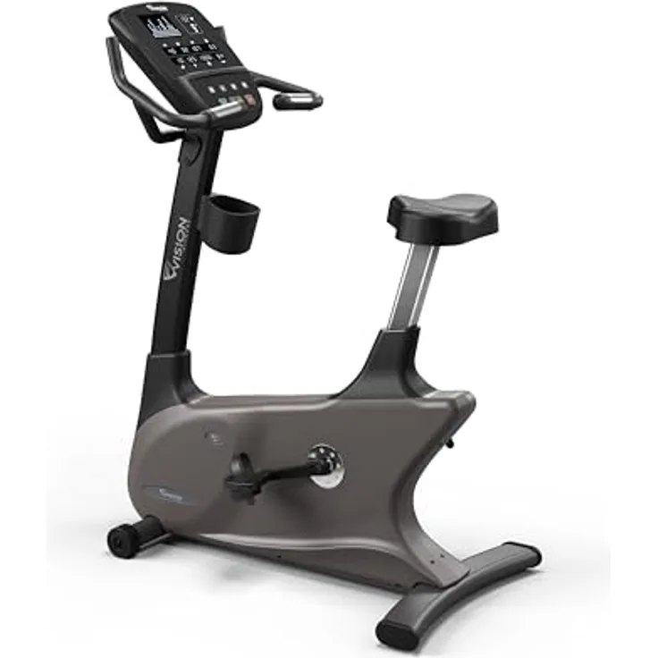 Vision Fitness U60 Ergometer, stromloser Generatorbetrieb, multipositionslenker mit Handpulssensoren, wattgesteuert bis 250 Watt, LED-Konsole