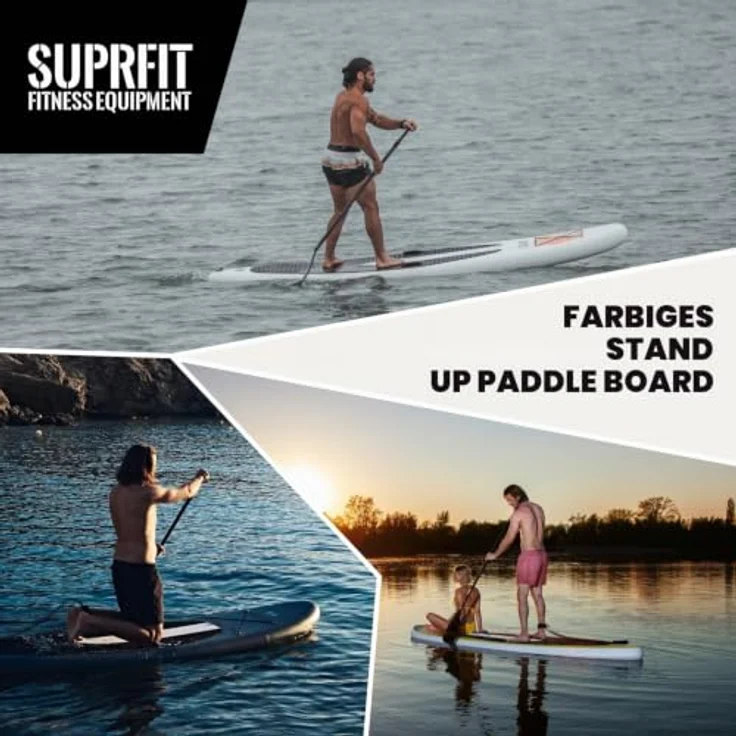 SF SUPRFIT Inflatable SUP-Board Funny Stickers, Touring Board in Weiß, All-In-One Set mit Anti-Rutsch Deckpad, belastbares Material, 330 x 79 x 15 cm – Bild 4