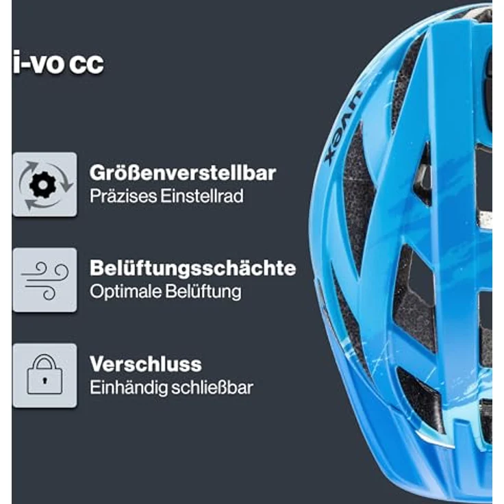 Uvex Fahrradhelm I-VO CC, LightBlue-Blue Mat, 52-57 cm - Mattes Design, abnehmbares Visier, nur 225g - Preisvergleich – Bild 3