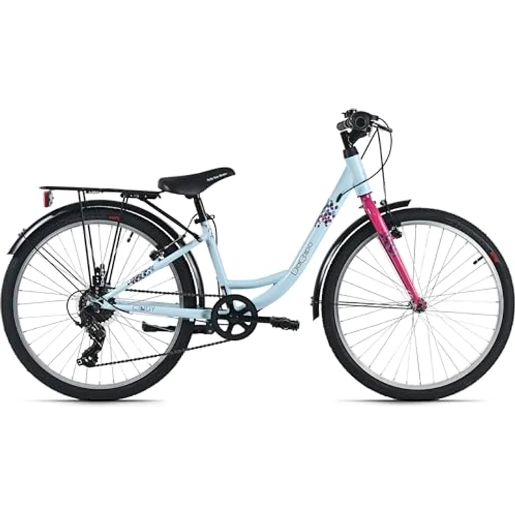 Dacapo CINDY, Kindervelo 24" mit 7-Gang SHIMANO Schaltung, V-Brakes und Gepäckträger, für Körpergrößen 130-150 cm – Bild 2