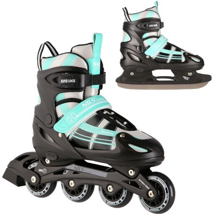Nils Extreme 2-in-1 Schlittschuhe NH18366A, neuwertig, 3-fach größenverstellbar, blau – Bild 1