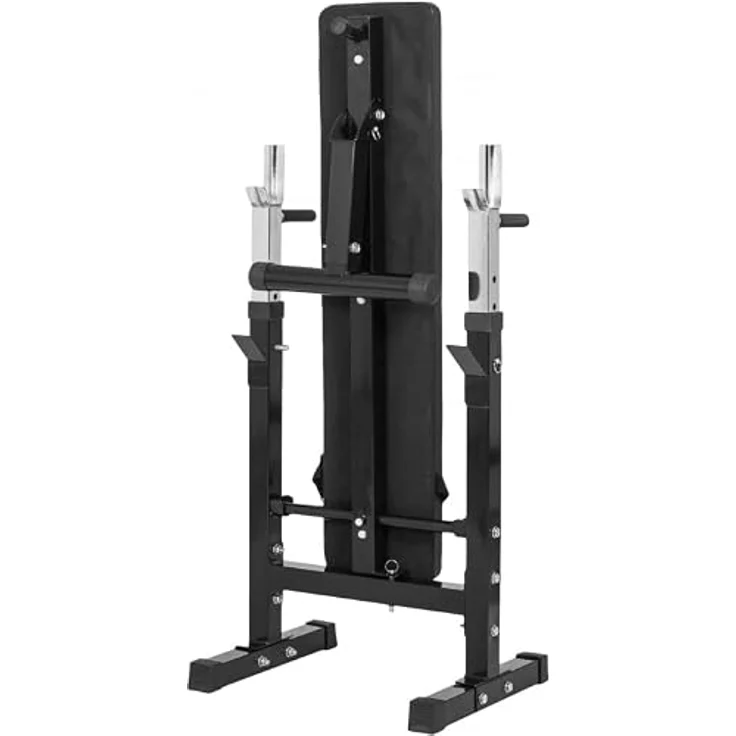 GORILLA SPORTS Hantelbank mit Ablage, Dip-Station, inkl. Hantelset 100kg, Klappbar, Schwarz/Weiß, für effizientes Krafttraining – Bild 13