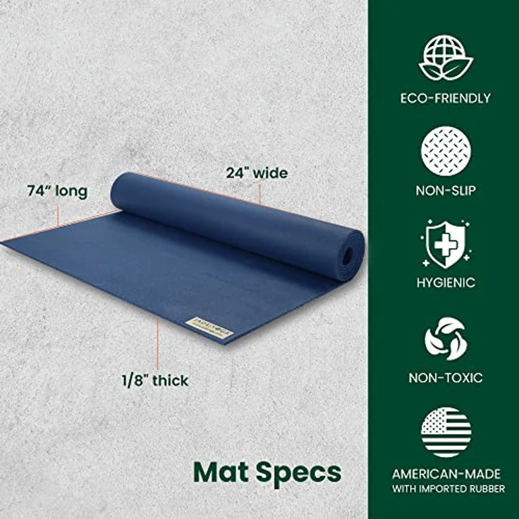 Jade Travel Yoga Mat 1/8" x 68" (3mm x 61cm x 173cm) - Midnight Blue – Bild 3