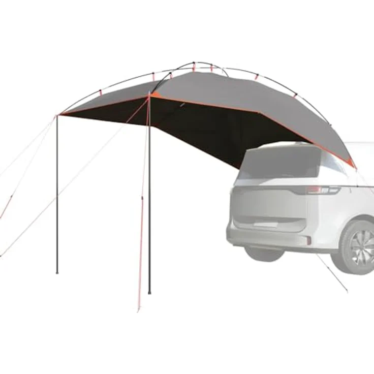 vidaXL Autozelt Grau und Orange, Wasserdichtes Zelt für Camping und Reisen, Einfacher Aufbau, Stabil mit Metallheringen – Bild 3