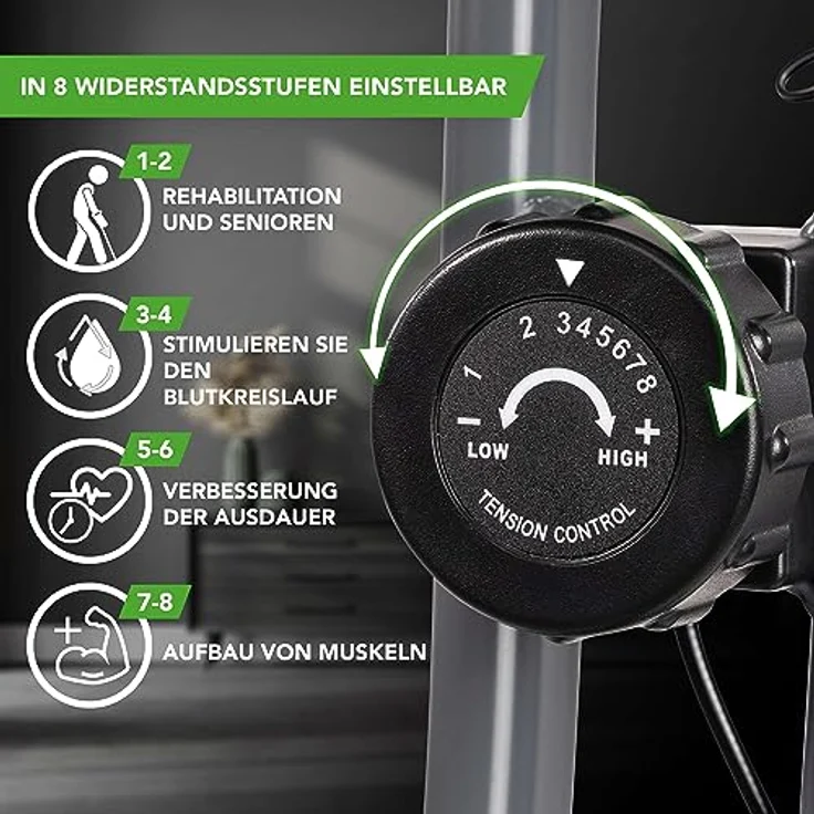 Tunturi Cardio Fit B25 X Bike Heimtrainer Fahrrad klappbar/Fitnessfahrrad/Hometrainer Fahrrad Trainer mit Rückenlehne +Tablethalterung und LCD-Bildschirmanzeige - Schwarz – Bild 5