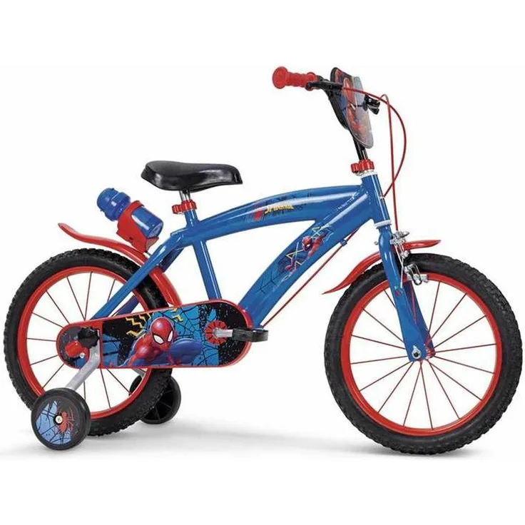 Spiderman Kinderfahrrad, 16 Zoll, blau und rot, für Kinder von 5 bis 8 Jahren