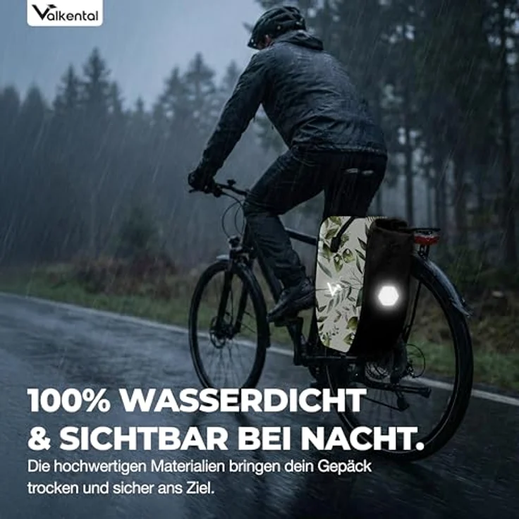 Valkental Gepäckträgertasche ValkBasic, wasserdicht, 28L Füllvolumen, mit Reflektoren und Tragegurt – Bild 5