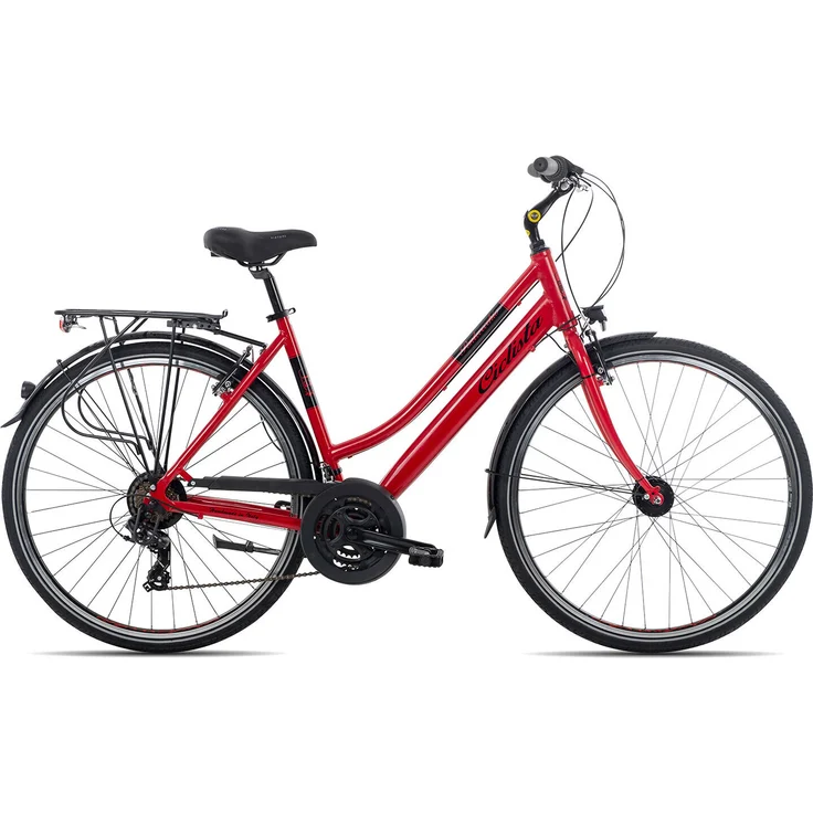 Ciclista Ponte Vecchio Trapez Damenrad Citybike, 21-Gang Shimano Schaltung, Aluminiumrahmen, rot-schwarz, 46 cm