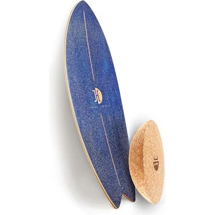 JUCKER HAWAII Surf Balanceboard Ocean Rocker Blue | Balance Board mit einmaligem Rocker Shape | Balance Board aus Holz mit Korkhalbkugel | Surf Balanceboard