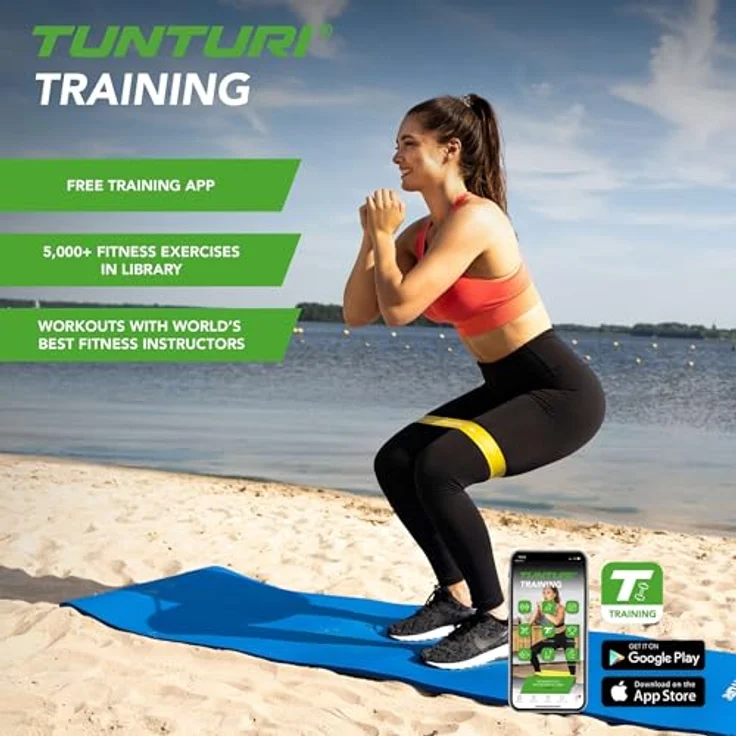 Tunturi Power Band Gelb, Leicht mit 5-20 kg Widerstand, Widerstandsband für Krafttraining, 104 cm Länge – Bild 2