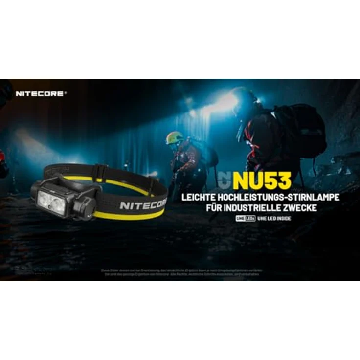 Nitecore NU53 Stirnlampe mit 1800 Lumen, USB-C wiederaufladbar, IP68, 6000 mAh Li-Ionen-Akku (Industrie, Schwarz) – Bild 2