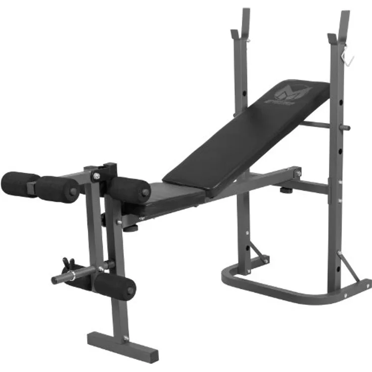 GYRONETICS Hantelbank - Verstellbar, Klappbar, Multifunktional, mit Langhantel-Ablage, Beincurler und Federverschluss, aus Stahl - Trainingsbank, Schrägbank, Bankdrücken, Sit-ups bank, Kraftstation, Schwarz