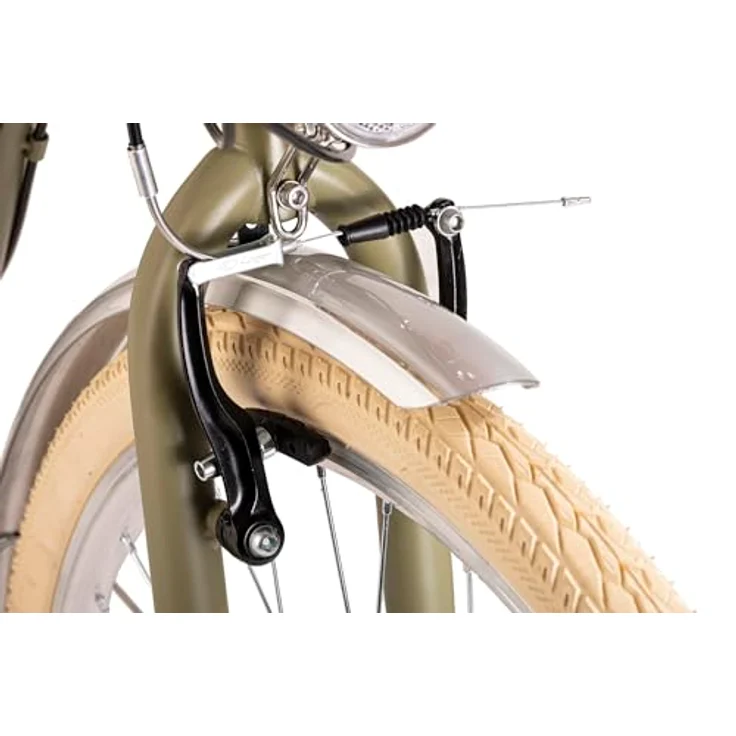 DaCapo DaCapo Damenrad 28'' Casino 6 Gänge RH 48 cm mit Korb, Olivgrün/Cremefarben, SHIMANO 6-Gang-Schaltung, Retro-Look – Bild 5