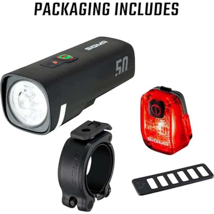 SIGMA LED Fahrradlicht Set Aura 50/Hiro 10, akkubetriebenes, wetterfestes Beleuchtungsset mit USB-C, StVZO zugelassen, automatische Helligkeitsregelung, hohe Sichtbarkeit – Bild 2