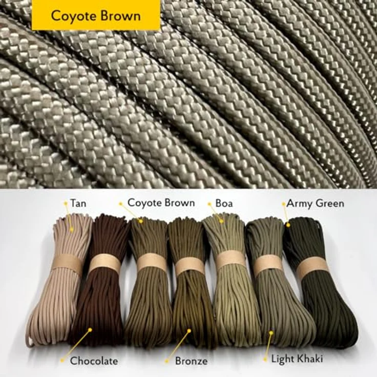 EdcX Paracord 4 mm, Typ III 550, Coyote Brown, langlebig und vielseitig, 300 m, ideal für Camping und Basteln – Bild 2
