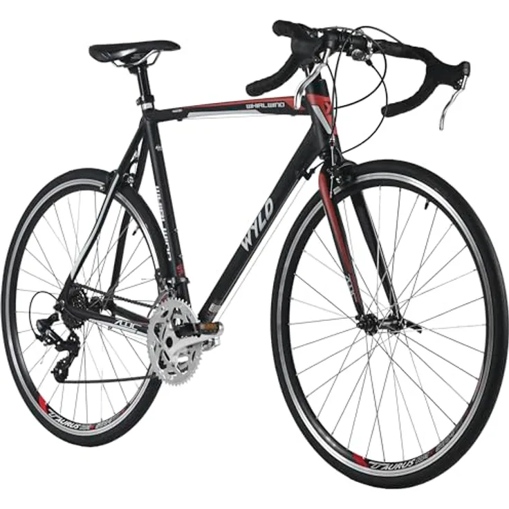 WYLD Rennrad Whirlwind 50, 28 Zoll, 14 Gänge, Aluminium-Rahmen, Schwarz-Rot, 58 cm