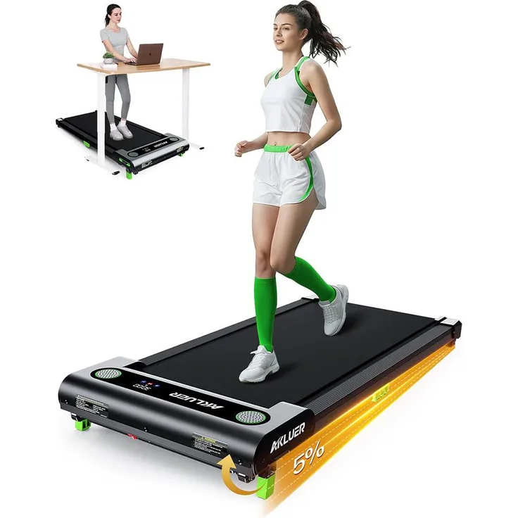 Akluer Walking Pad 480L-A, Leises Laufband mit verstellbarer Steigung und stoßdämpfender Lauffläche für effektives Home-Workout