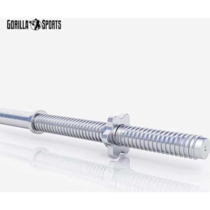 GORILLA SPORTS® Langhantelstange - Ø 30 mm, 150 cm / 180 cm / 200 cm lange, mit 2 Sternverschlüssen, bis 200kg Belastbar, aus Chrom - Langhantel, Hantelstange, Hantel, Langhantel-Stange – Bild 5