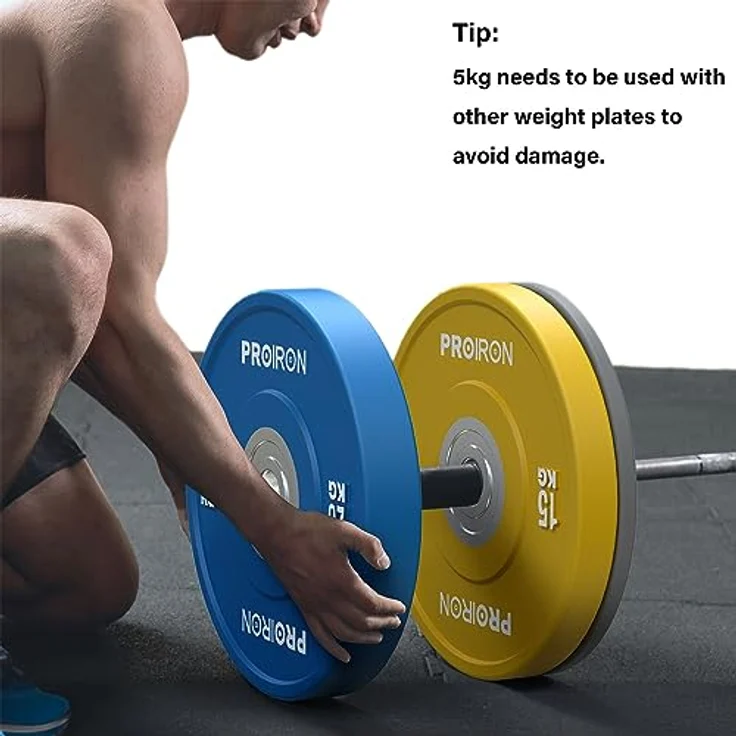 PROIRON Hantelscheiben, Olympic Bumper Plates 50mm, 5-25kg, Hartgummi, Hanteln Gewichtsscheiben nach IWF Standard – Bild 4