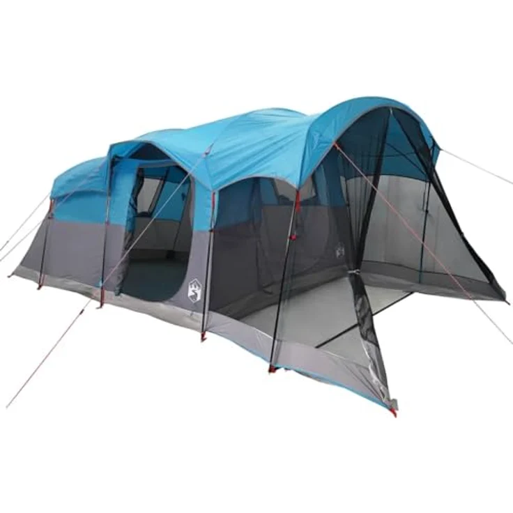 vidaXL Tunnel Familienzelt 8 Personen, Wasserdichtes Campingzelt mit Steckverbindungssystem und E-Anschluss, Blau, 185T Polyester – Bild 1