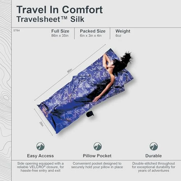 Cocoon Schlafsack Seide, 220 cm, idealer Reiseschlafsack mit Temperaturregulation und Schmutzschutz – Bild 5