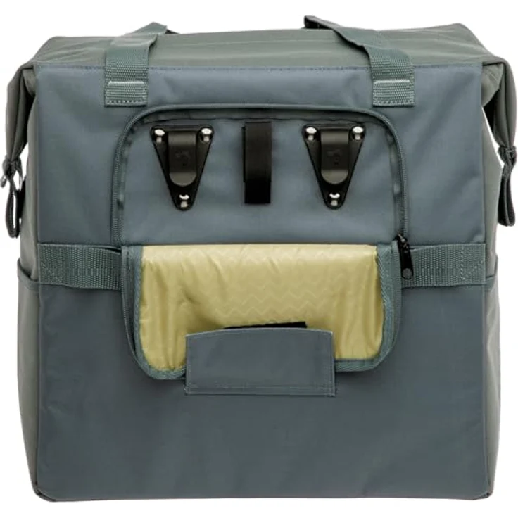 New Looxs Tulum Camella Fahrradtasche, 24,5L, für E-Bikes geeignet, recyceltes Polyester, grau-grün, leicht fixierbare Befestigungshaken – Bild 4