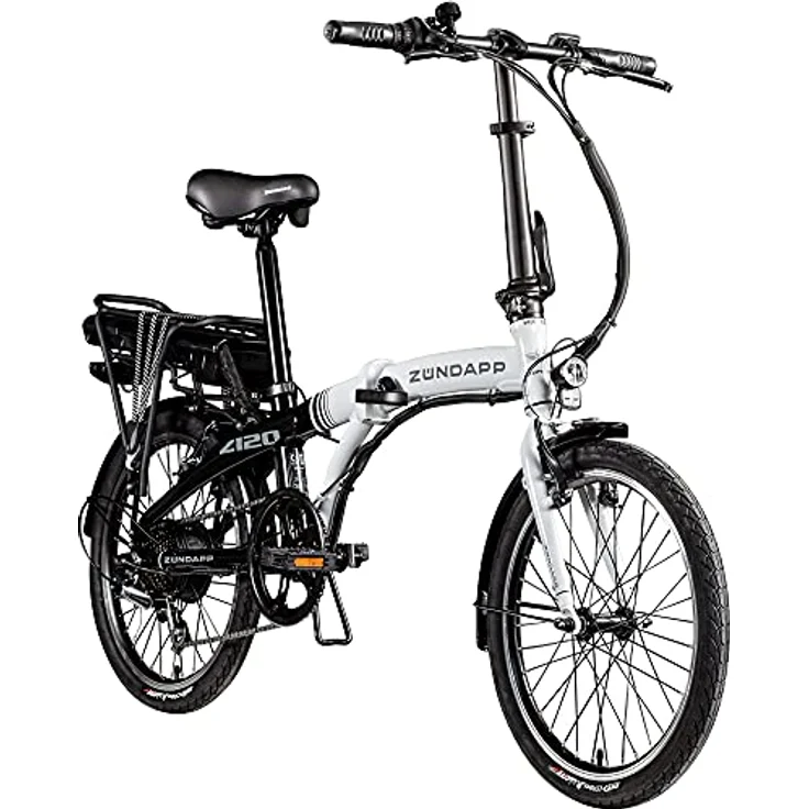 ZÜNDAPP Z120 20 Zoll E Bike Faltrad klappbar Damen Herren Elektrofahrrad Schwarz/Weiß, 7-Gang-Schaltung, StVZO-konform – Bild 1