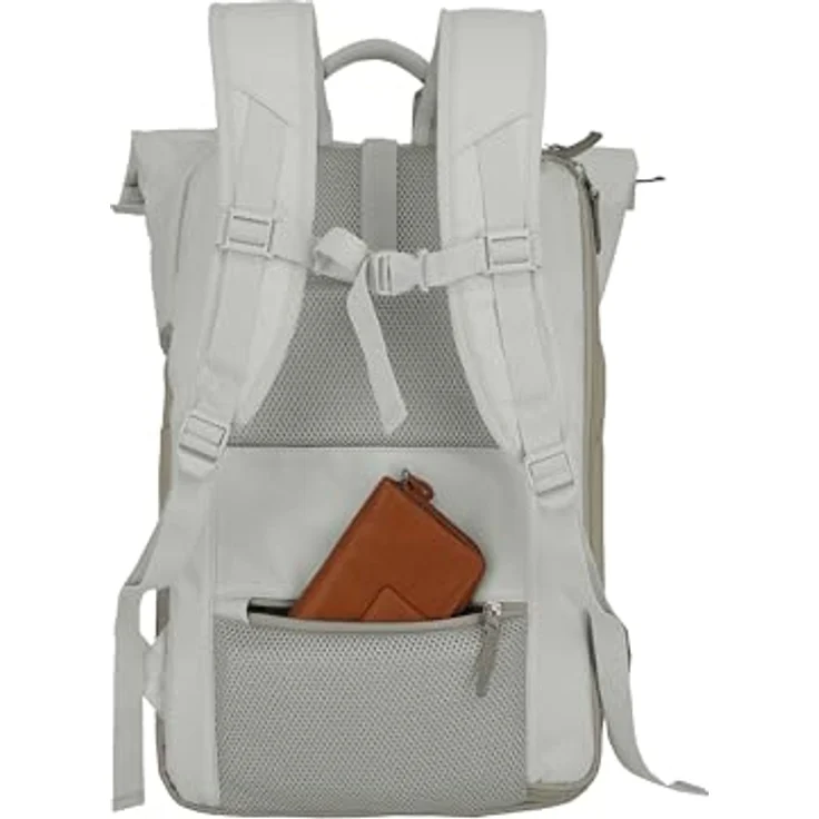 Travelite Handgepäck Rucksack BASICS, Laptop Rucksack 15,6 Zoll, Rolltop Reiserucksack, 60 cm, 35 Liter, Sand/Ivory – Bild 3