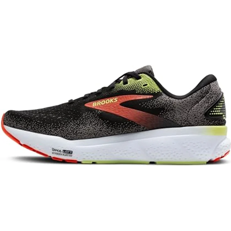 Brooks Running Ghost 16, Herren Laufschuhe mit Stabilität und Komfort, Black/Mandarin Red/Green, Größe 45.5 – Bild 5