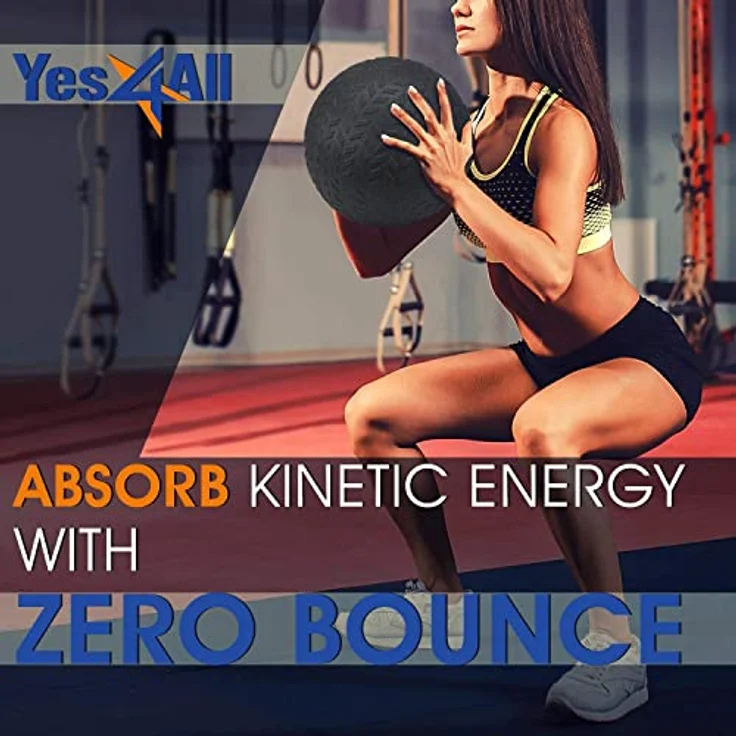 Yes4All 1YHQ Slam Balls Medizinball 9 kg, Schwarz für Kraft, Power und Training - Preisvergleich – Bild 5