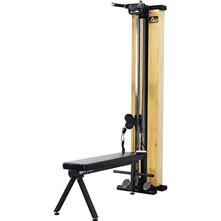 AsVIVA Kraftstation MG7 Holz Kabelzugstation mit 101 KG Gesamtgewicht und inklusive Hantelbank (Light Wood)