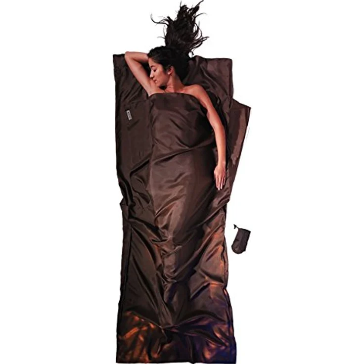 Cocoon TravelSheet Schlafsack aus 100% Seide, 220 cm, extrem leicht, mit Kissenfach und Klettverschluss, für warme Klimazonen – Bild 2