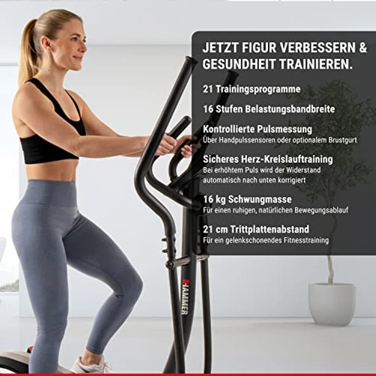 HAMMER Crosstrainer Crosstech XTR BT, inkl. Glute Shaper, Leistungsampel, 21 Programme – Bild 2