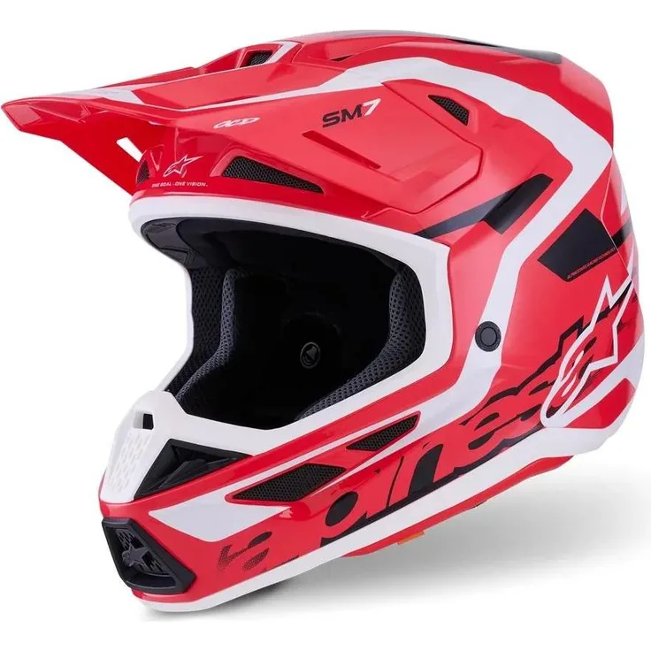 Alpinestars S-M7 Deed ECE22.06 Offroad-Helm, ultraleicht mit optimalem Aufprallschutz und belüftetem Design, rot, Größe XS