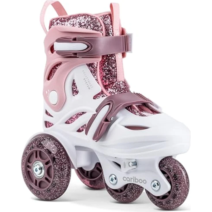 Cariboo Ballerina – Verstellbare Kinder-Inlineskates mit LED-Rädern und 3-teiligem Schutzset in S Pink Plum – Bild 3