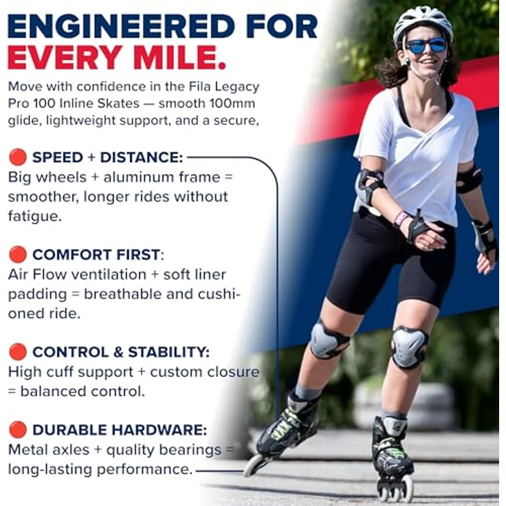 FILA Inline Skates, Größe 37, für Freizeit und Sport, schwarz – Bild 3