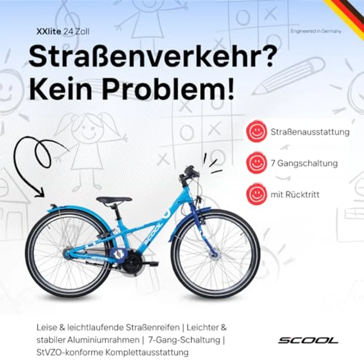 S’COOL XXlite Kinderfahrrad, 7 Gang, 20/24 Zoll, robustes Design, hochwertige Komponenten, engineered in Germany – Bild 3