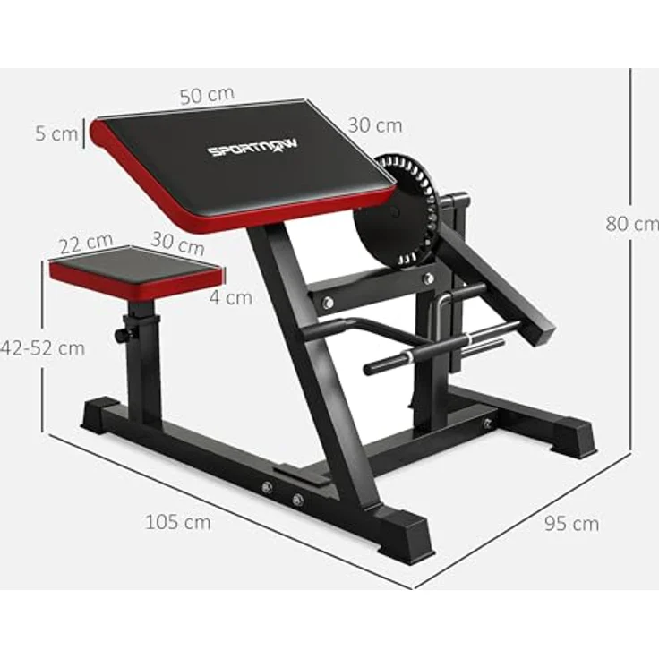 SPORTNOW Bizeps/Trizeps Curl Maschine mit 5-stufigem verstellbarem Sitz, Kunstleder, Schwarz – Bild 5