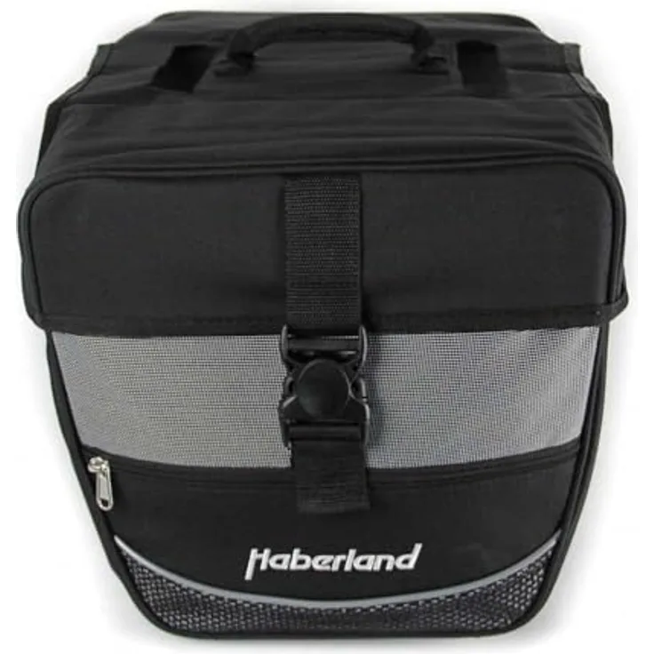 Haberland Doppeltasche Einsteiger-Serie, Fahrradtasche schwarz-silber, 32 x 34 x 16 cm, 12.5 Liter, für Kinderfahrräder
