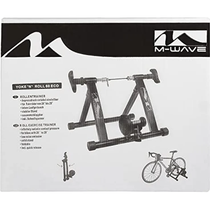 M-Wave Yoke 'N 'Roll 60 Rollentrainer, für 26-29" Fahrräder, einstellbare Magnetbremse, bis zu 120 kg belastbar, leises Laufgeräusch, Schwarz – Bild 4